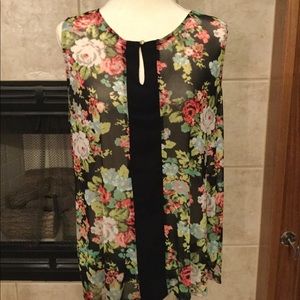 Sleeveless Sheer Floral Blouse